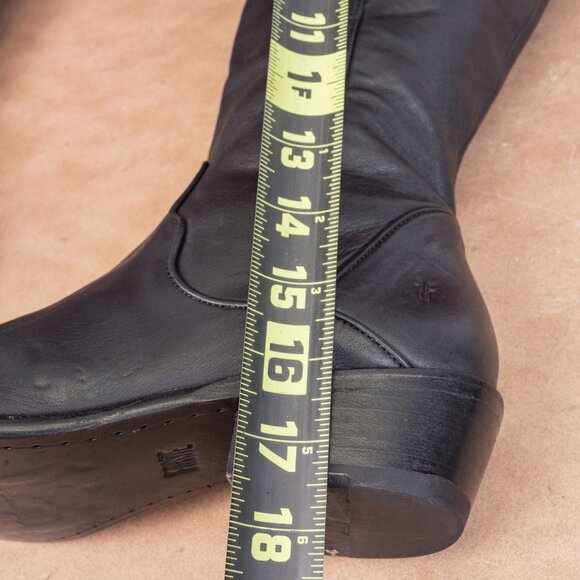 Frye Wmn Carson Piping Tall Western Cowboy Black Leather Fashion Knee Boots 8.5 - Picture 8 of 10